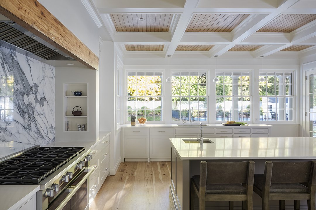 kitchen with views to the yard© Jacob Lilley Architects Wellesley, MA